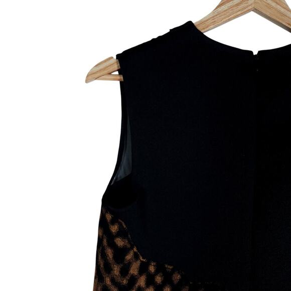 3.1 Phillip Lim Mixed Media Patchwork Dress 2 Black Brown Animal Print Cocktail - Picture 8 of 14